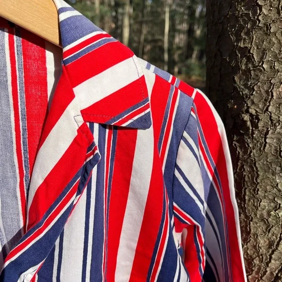 70s Handmade USA Red White & Blue Striped Blazer Jacket America Patriotic - Picture 7 of 15